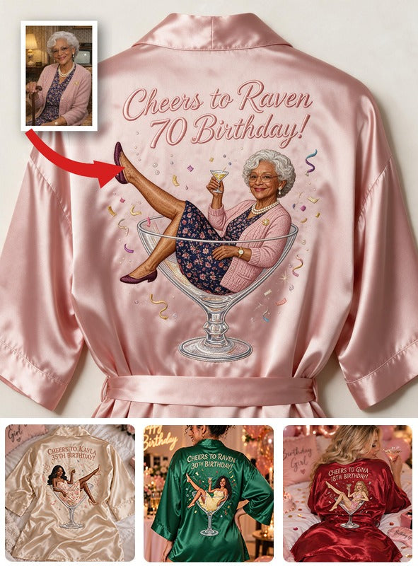 Personalized 70th Birthday Older Black Woman Satin Robe Mom Grandma Wife Gift
