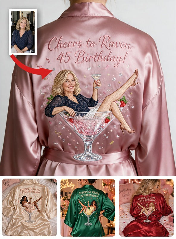Personalized 45th Birthday Middle-Aged Woman Satin Robe Birthday Gift for Her