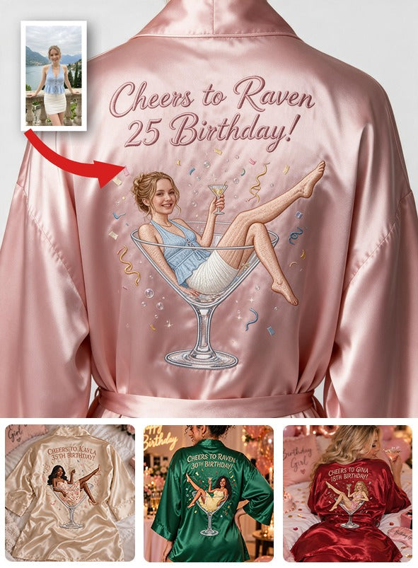 Personalized 25th Birthday Woman Satin Robe Fun Birthday Gift For Her