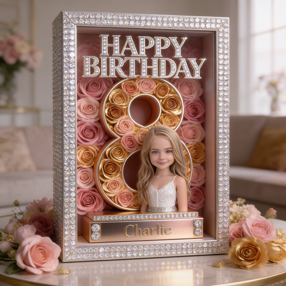 Personalized Birthday Little Girl Custom Shaped Acrylic Plaque, Daughter Granddaughter Niece Gift
