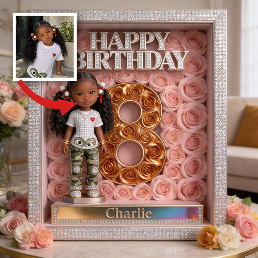 Plaque Acrylique Personnalisée Anniversaire Fille Noire, Cadeau Fille Petite-Fille Nièce
