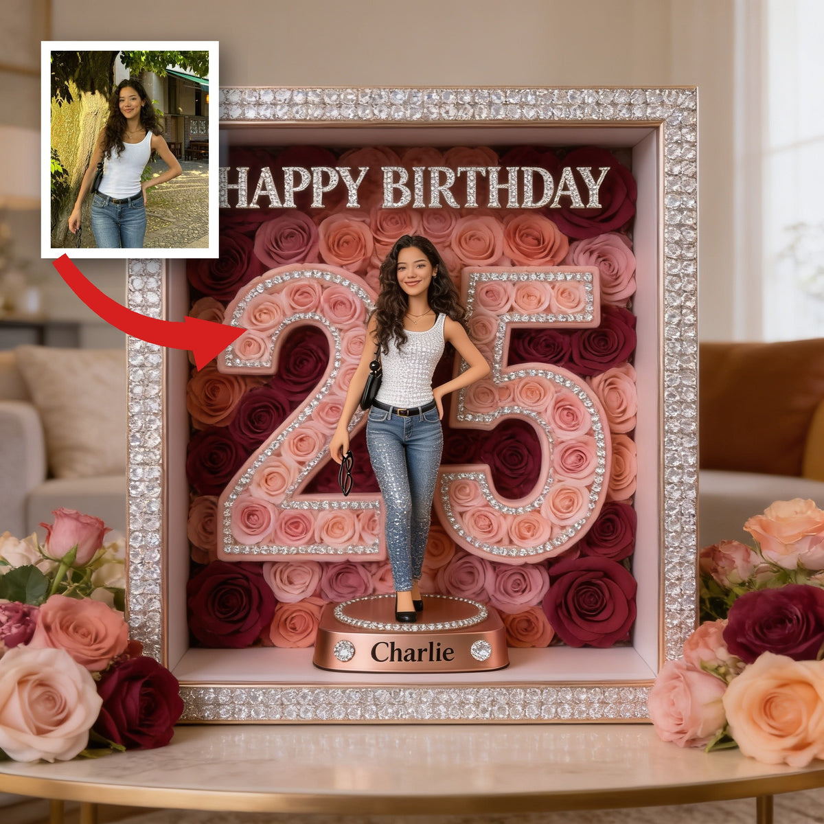 Personalized 25th Birthday Latina Woman Custom Shaped Acrylic Plaque Gift for Her