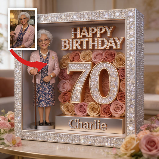 Plaque Acrylique Personnalisée pour le 70e Anniversaire d'une Femme Noire Âgée