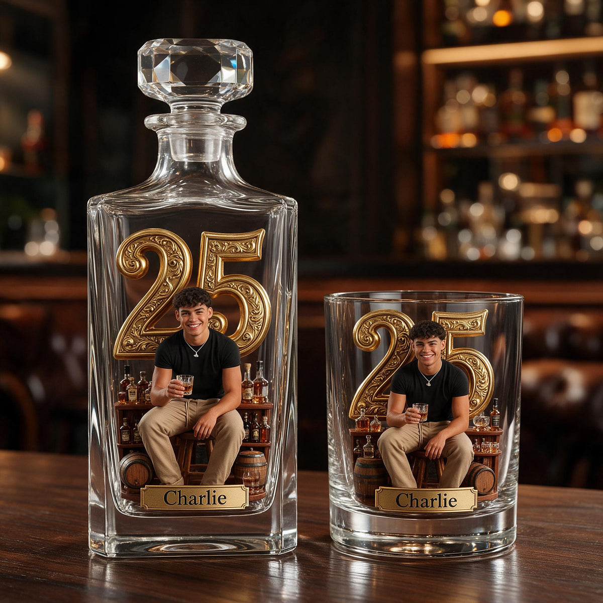 Personalized 21st Birthday Latino Man Whiskey Decanter Set Gift For Him