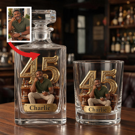 Coffret Décanteur de Whisky Personnalisé pour l'Anniversaire des 45 Ans