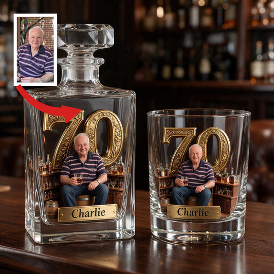 Coffret Décanteur de Whisky Personnalisé pour les 70 Ans d'un Homme