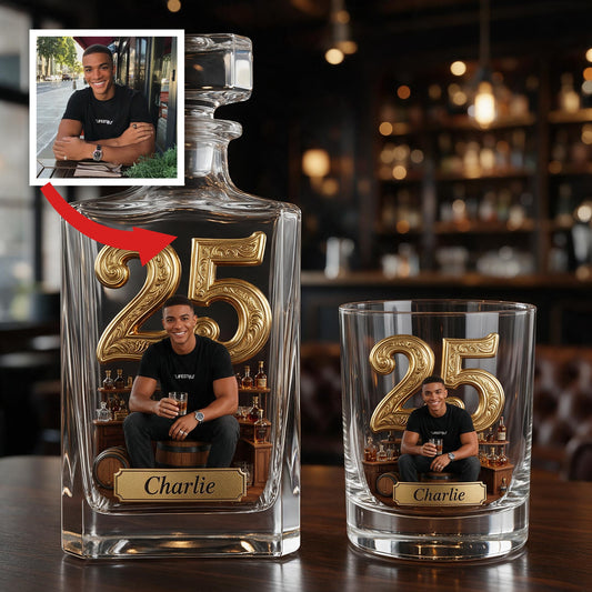 Coffret Décanteur de Whisky Personnalisé pour 25ème Anniversaire
