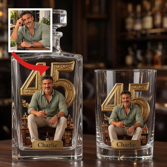 Coffret Décanteur de Whisky Personnalisé pour l'Anniversaire des 45 Ans