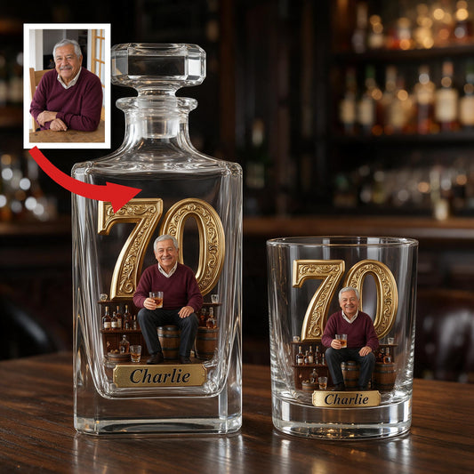 Set de Décanteur de Whisky Personnalisé pour 70e Anniversaire d'un Homme Latino