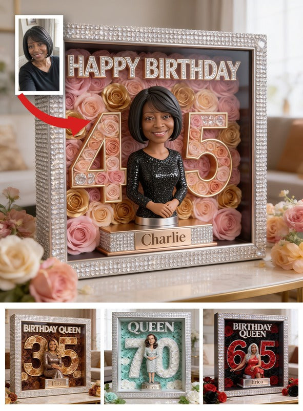 Personalized 45th Birthday Middle-Aged Black Woman Custom Shaped Acrylic Plaque