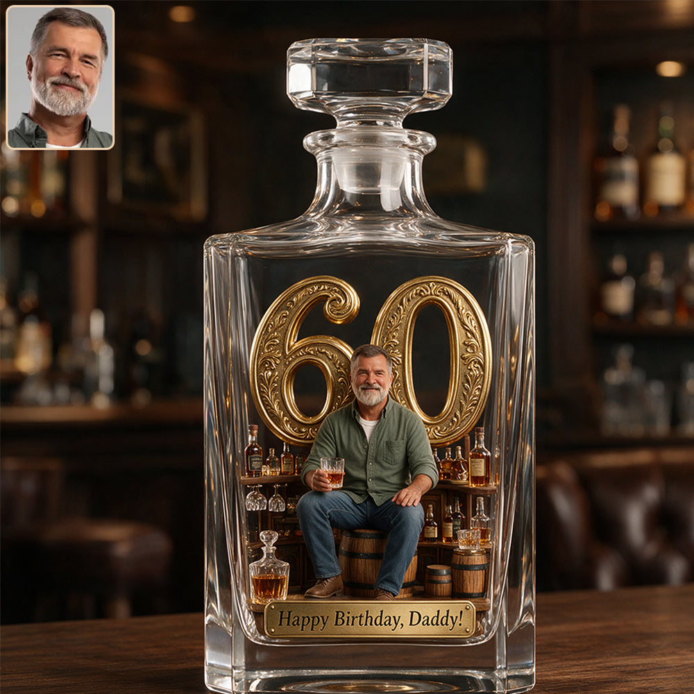 Personalized 25th Birthday Black Man Whiskey Decanter Set Gift For Him