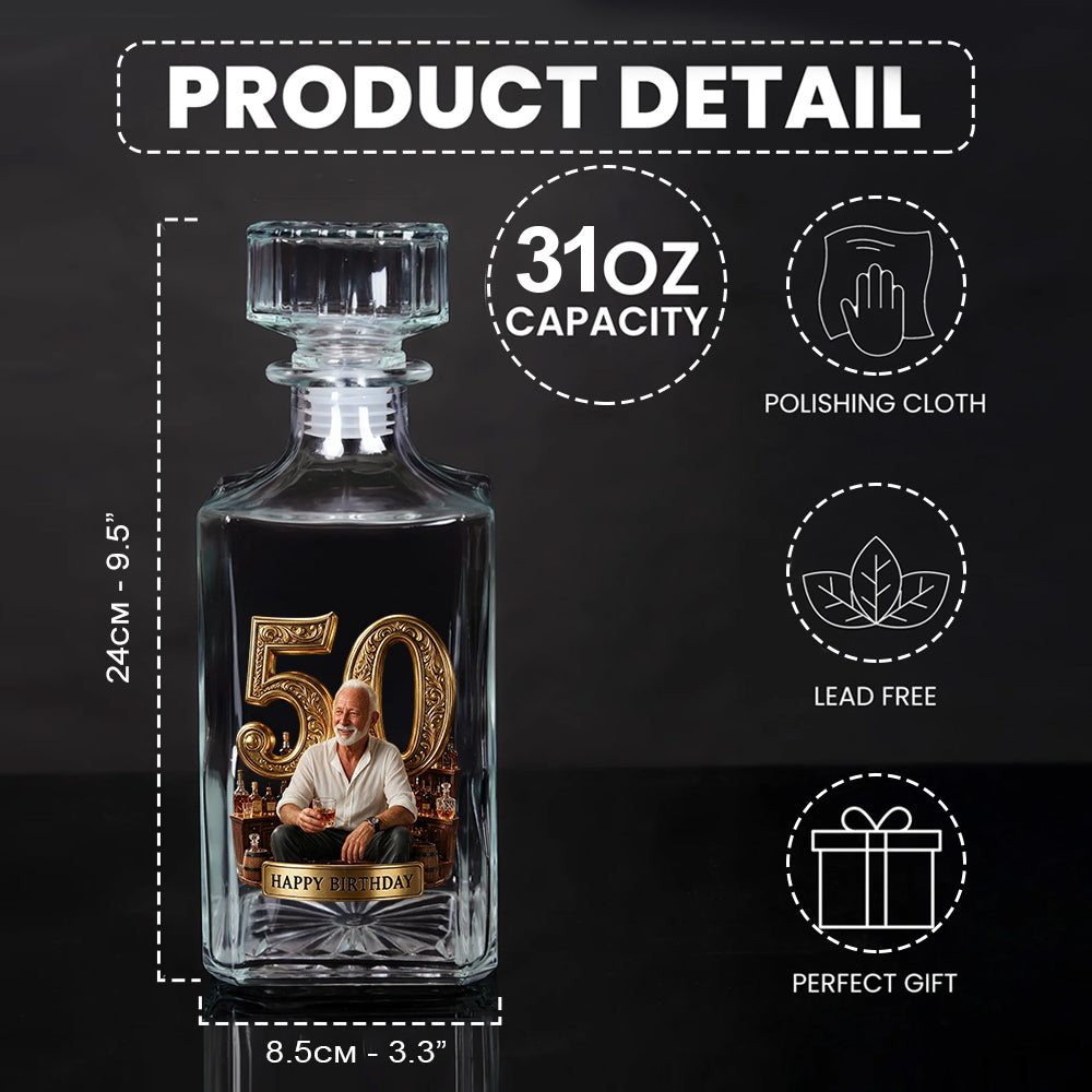 Personalized 45th Birthday Middle-Aged Black Man Whiskey Decanter Set Gift for Dad Grandpa