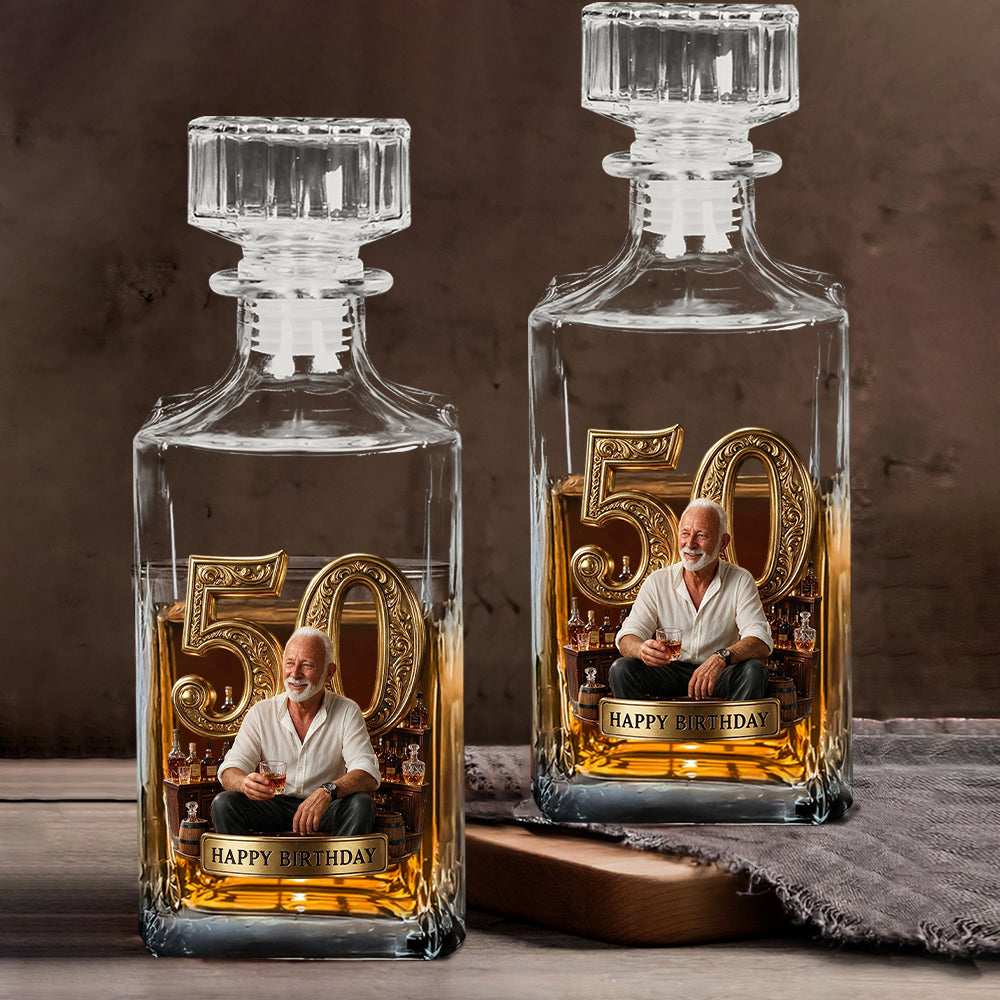 Personalized 25th Birthday Man Whiskey Decanter Set Gift For Him Husband Son Boyfriend