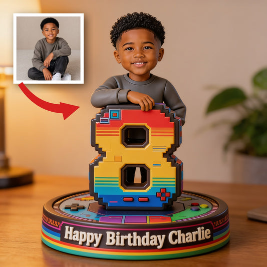 Figurine 3D Personnalisée Anniversaire Garçon Noir Cadeau Souvenir