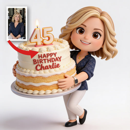 Figurine 3D Personnalisée pour le 45ème Anniversaire Femme d'Âge Moyen