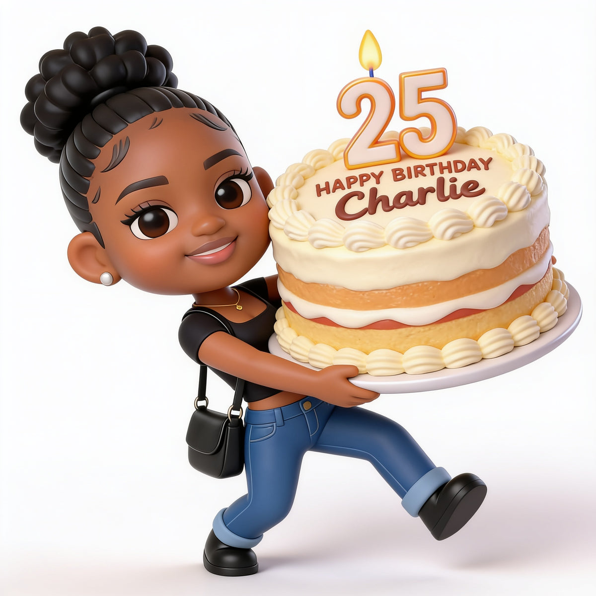 Personalized 25th Birthday Black Woman 3D Figurine Keepsake Gift