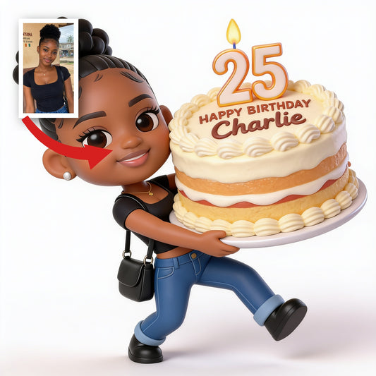 Figurine 3D personnalisée Femme Noire pour 25e Anniversaire