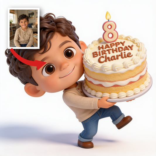 Figurine 3D Personnalisée pour le 8ème Anniversaire d'un Petit Garçon Latino