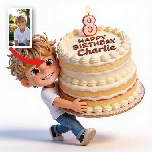 Figurine 3D personnalisée pour le 8ème anniversaire d'un petit garçon