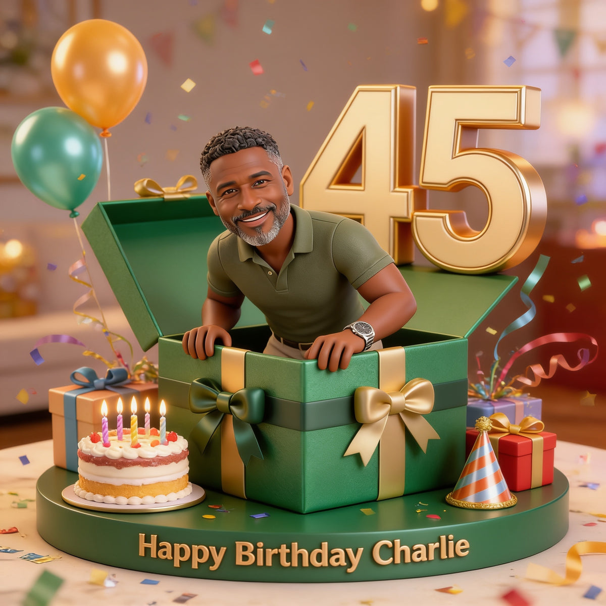 Personalized 45th Birthday Middle-Aged Black Man Custom Acrylic Plaque Gift for Dad Grandpa