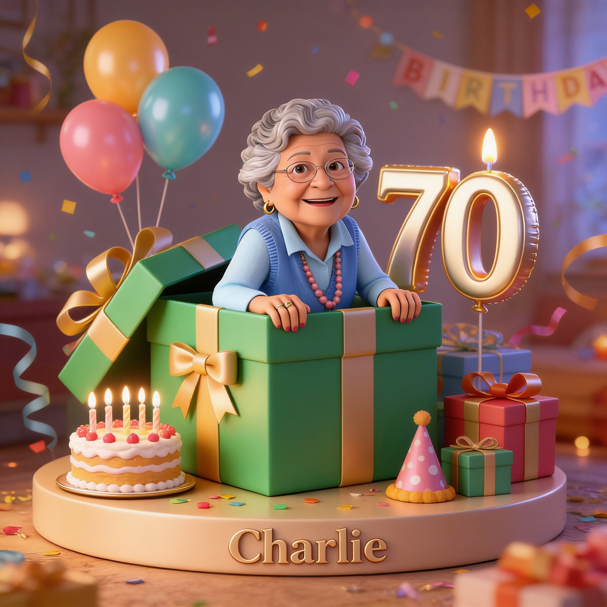 Personalized 70th Birthday Older Latina Woman Shaped Acrylic Plaque Gift for Grandma Wife