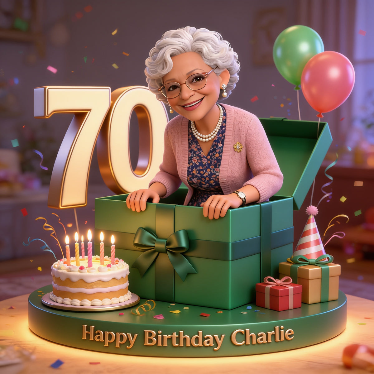 Personalized 70th Birthday Older Black Woman Custom Shaped Acrylic Plaque Gift for Mom Grandma