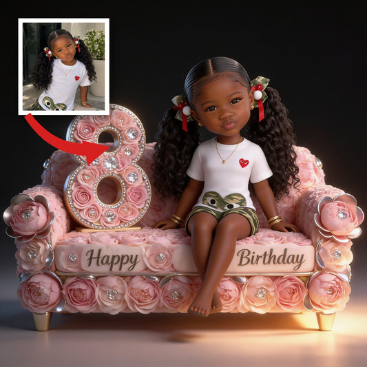 Plaque Acrylique Personnalisée Anniversaire 8 Ans Fille Noire