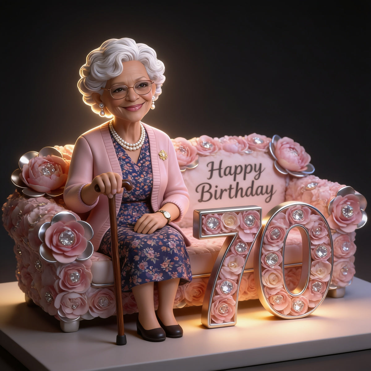 Personalized 70th Birthday Older Black Woman Custom Shaped Acrylic Plaque Gift