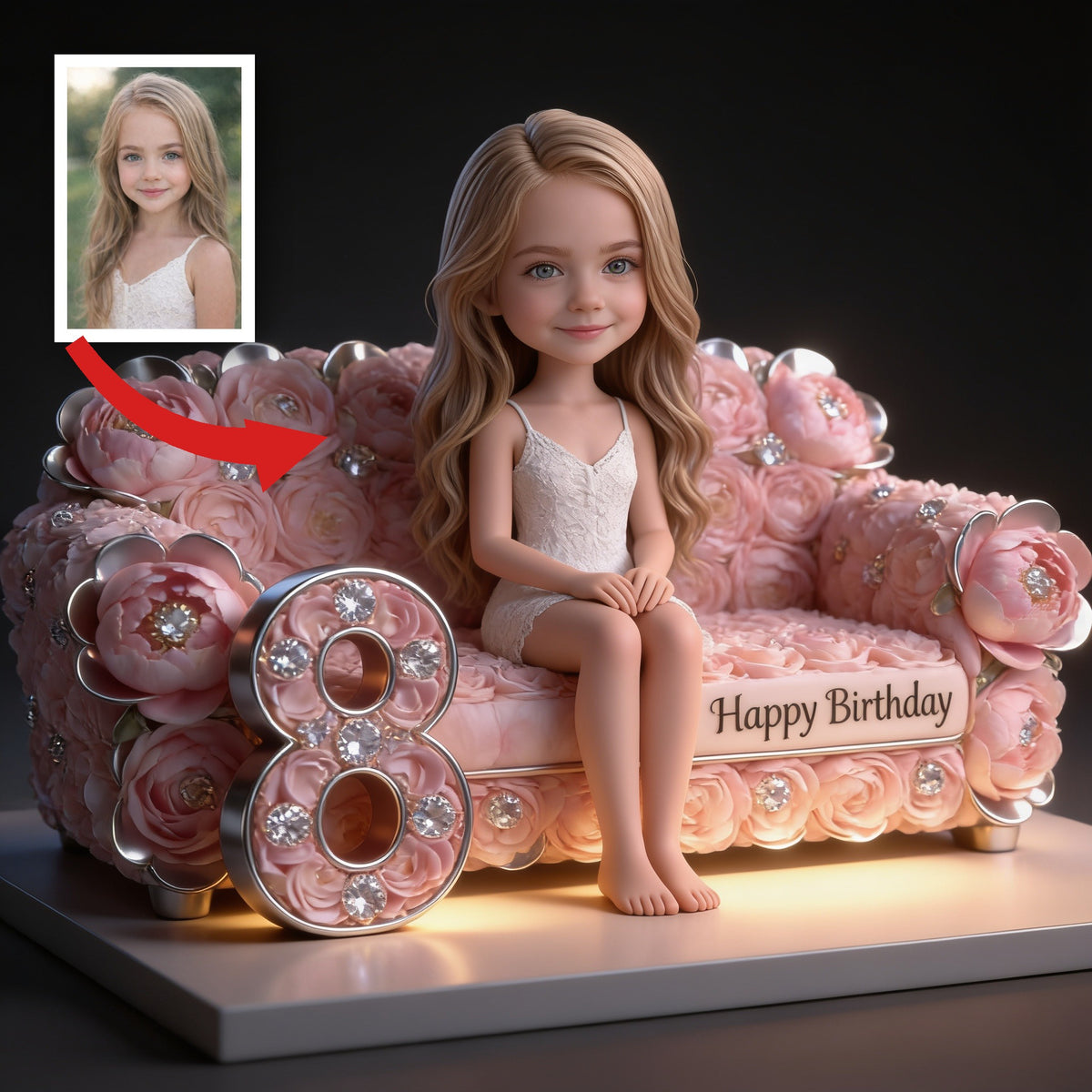 Personalized 8th Birthday Little Girl Custom Shaped Acrylic Plaque Gift for Daughter Granddaughter Niece