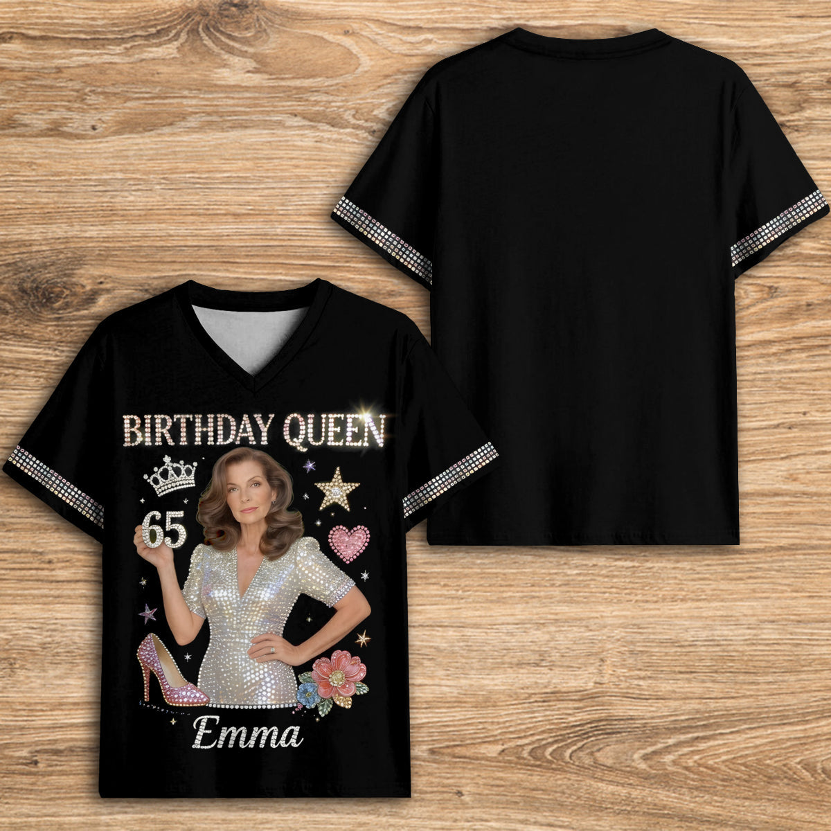 Personalized 25th Birthday Woman V-Neck T-Shirt, Birthday Gift for Her