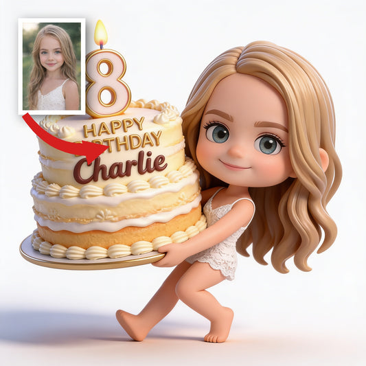 Figurine 3D Personnalisée pour le 8ème Anniversaire d'une Petite Fille
