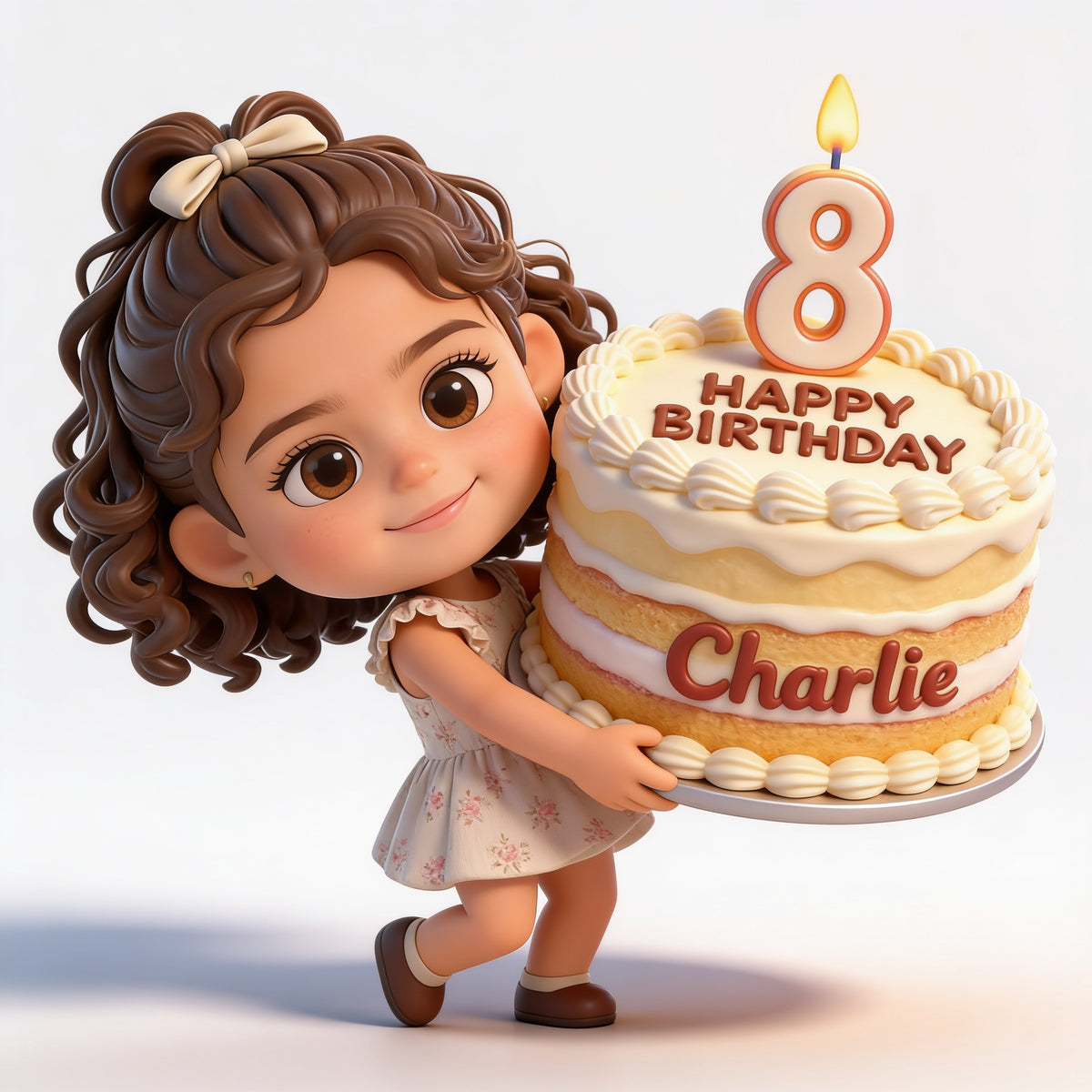 Personalized 8th Birthday Latina Little Girl 3D Figurine - Gift for Daughter Granddaughter Niece