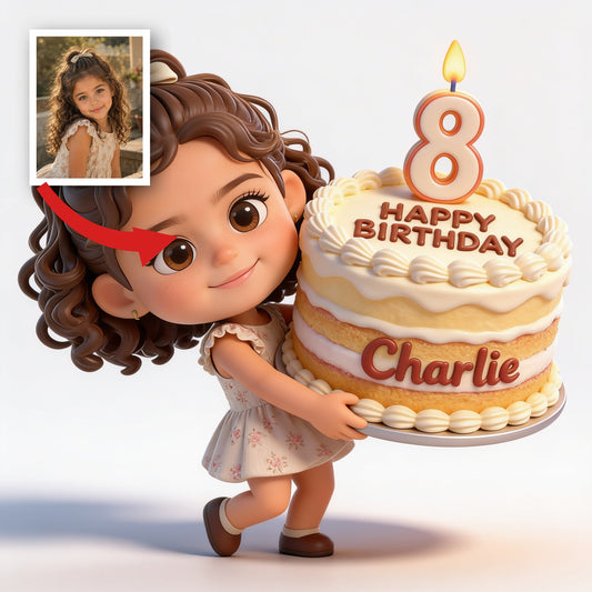 Figurine 3D Personnalisée pour le 8ème Anniversaire d'une Petite Fille Latina - Cadeau pour Fille, Petite-Fille, Nièce