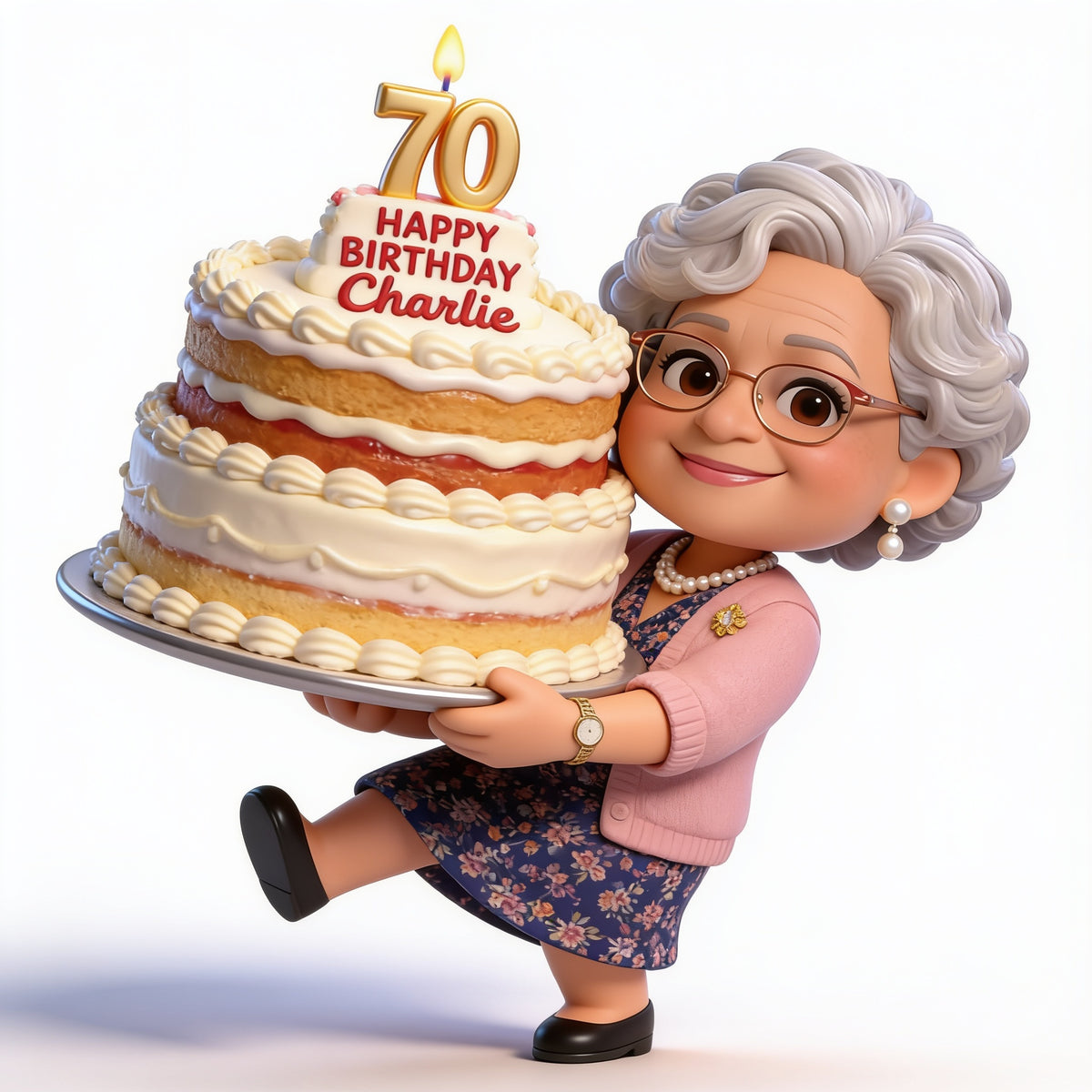 Personalized 70th Birthday Older Black Woman 3D Figurine Keepsake Gift