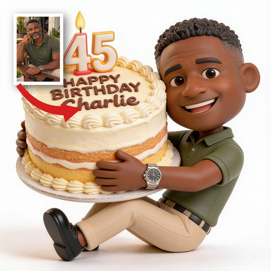 Cadeau de Figurine 3D Personnalisée pour le 45ème Anniversaire d'un Homme Noir