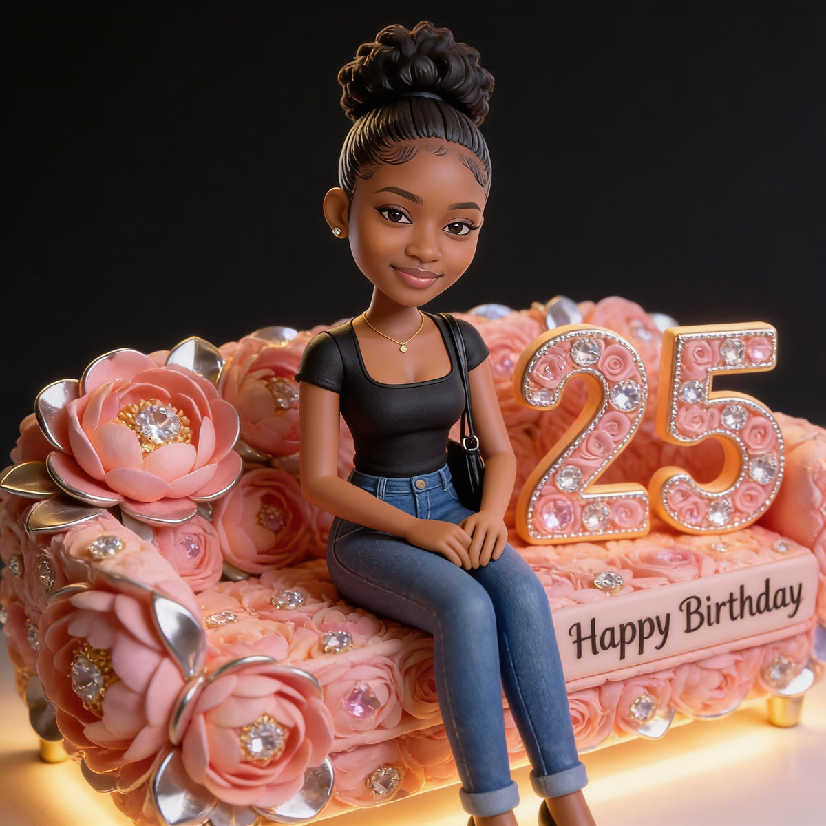 Personalized 25th Birthday Black Woman Custom Shaped Acrylic Plaque Gift for Her