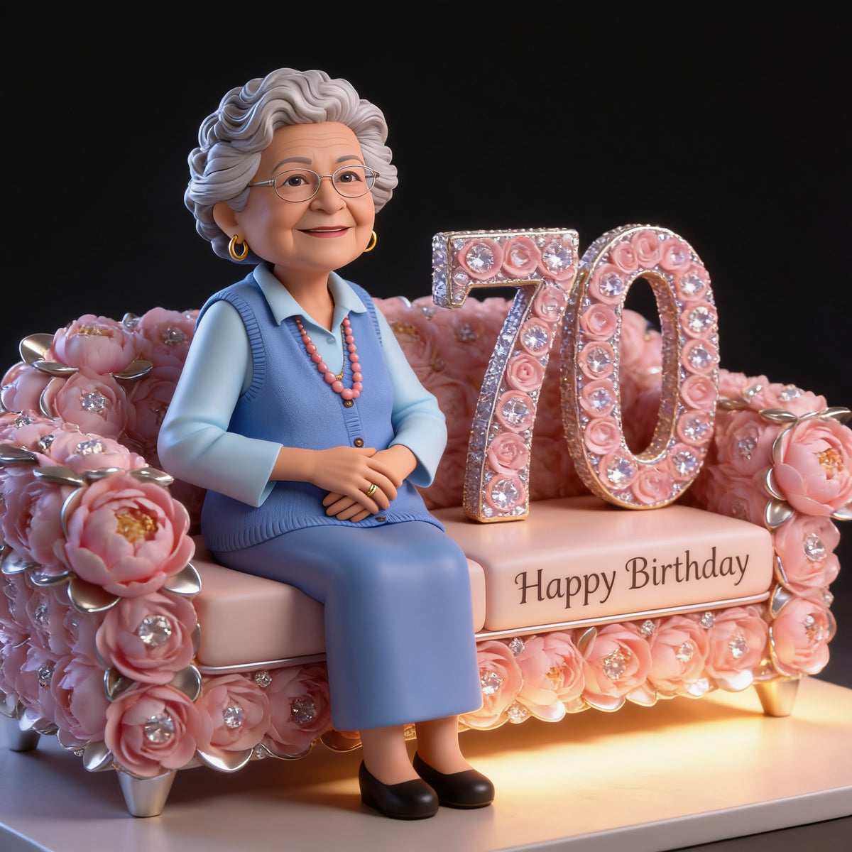 Personalized 70th Birthday Older Latina Woman Custom Shaped Acrylic Plaque Grandma Gift