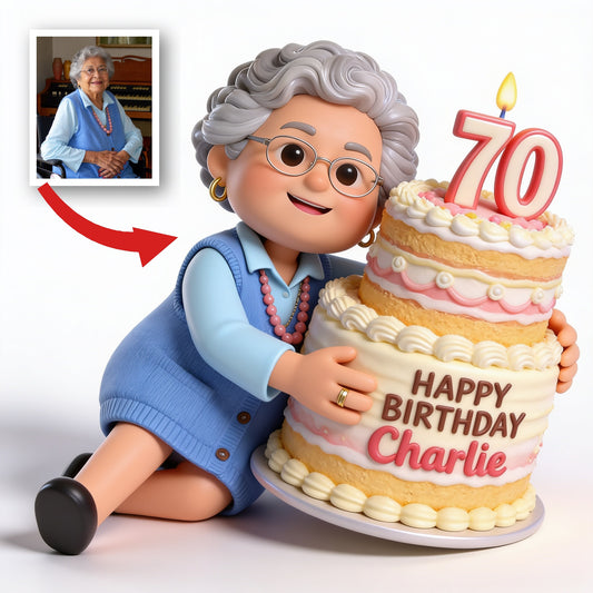 Figurine 3D Personnalisée pour le 70ème Anniversaire d'une Femme Latina