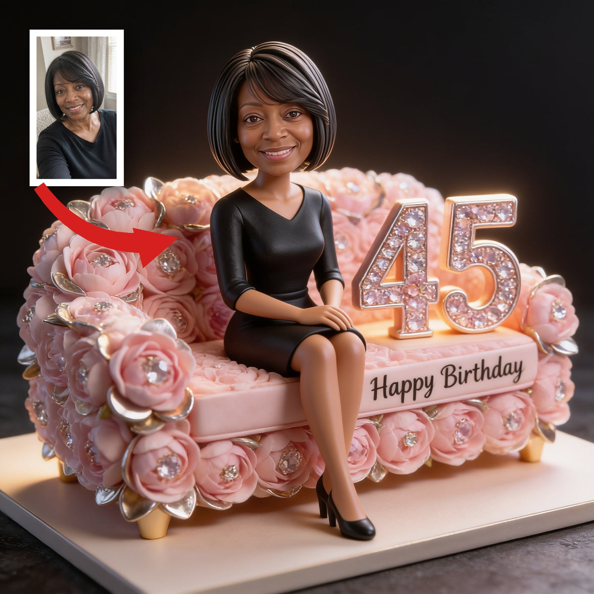 Personalized 45th Birthday Middle-Aged Black Woman Custom Acrylic Plaque Birthday Gift
