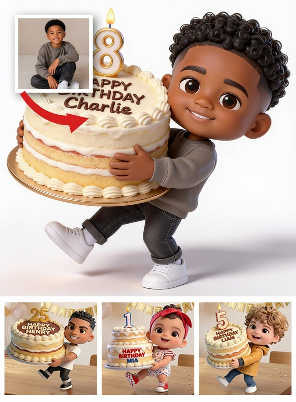 Personalized 8th Birthday Black Little Boy 3D Figurine Son Grandson Nephew Gift