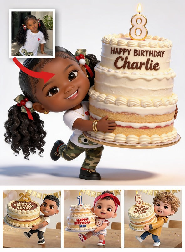 Personalized 8th Birthday Black Little Girl 3D Figurine, Gift for Daughter Granddaughter Niece