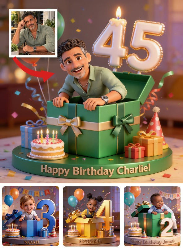 Personalized 45th Birthday Middle-Aged Latino Man Custom Shaped Acrylic Plaque