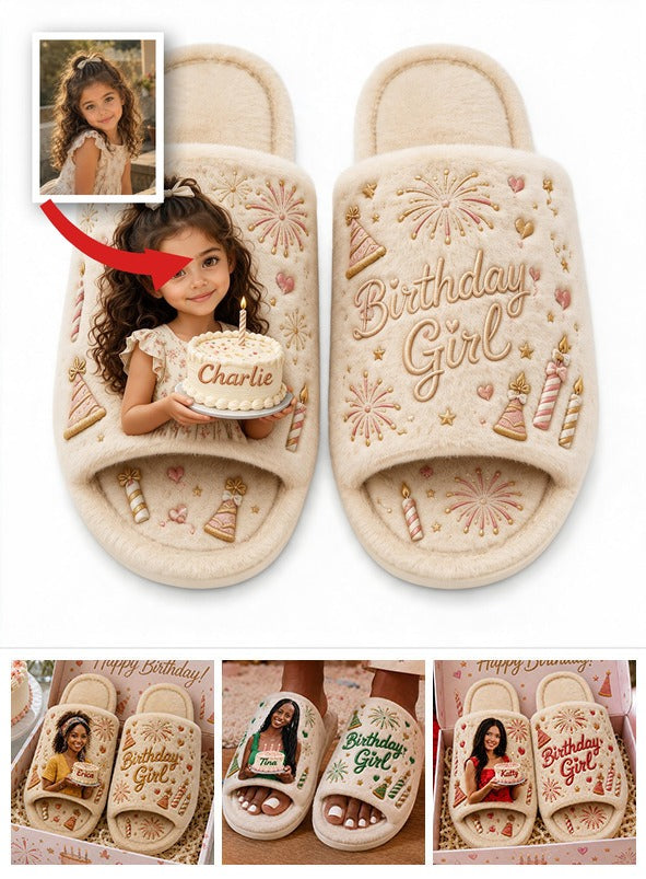Personalized Birthday Latina Little Girl Open-Toe Slippers, Gift for Daughter Granddaughter Niece