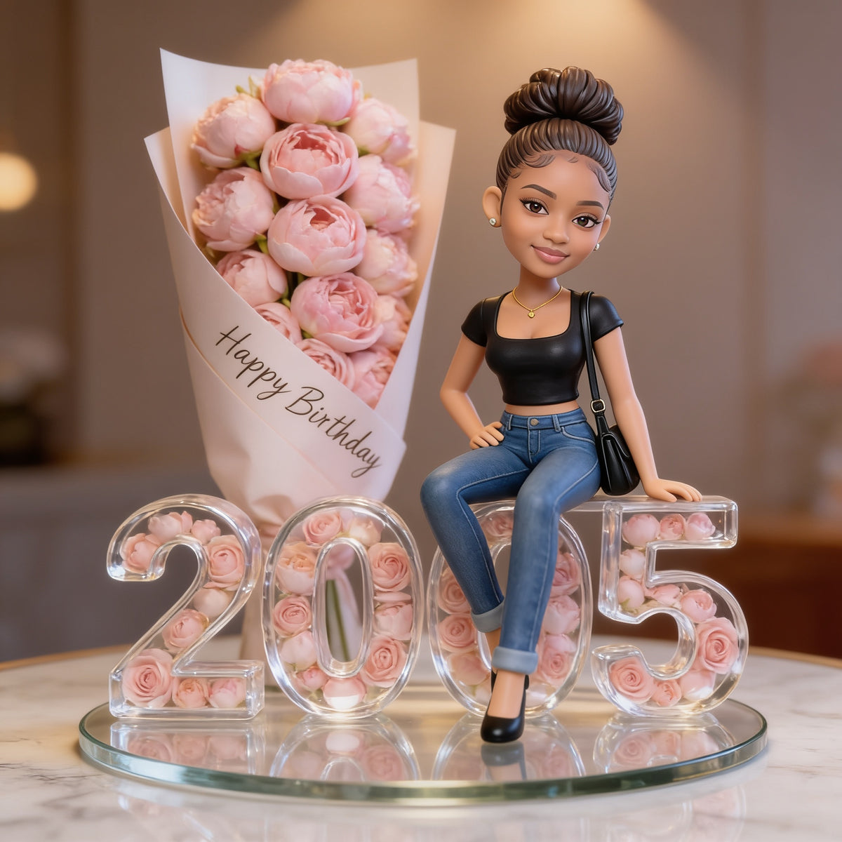 Personalized 21st Birthday Black Woman Custom Shaped Acrylic Plaque Gift For Her