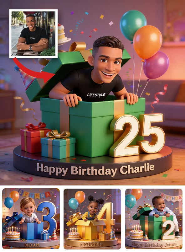 Personalized 25th Birthday Black Man Custom Shaped Acrylic Plaque
