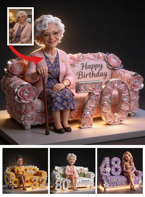Personalized 70th Birthday Older Black Woman Custom Shaped Acrylic Plaque Gift