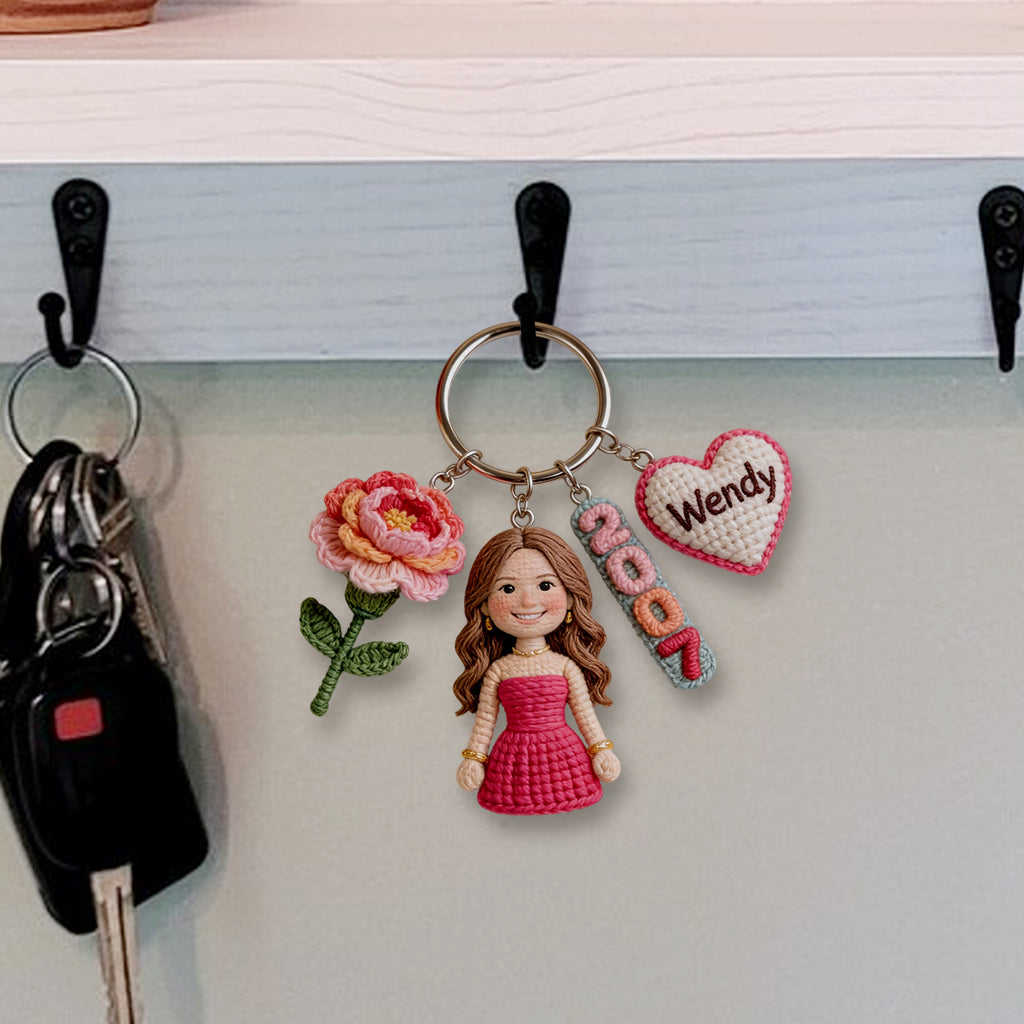 Personalized 50th Birthday Middle-Aged Woman Premium Charm Keychain Gift for Mom Grandma Wife