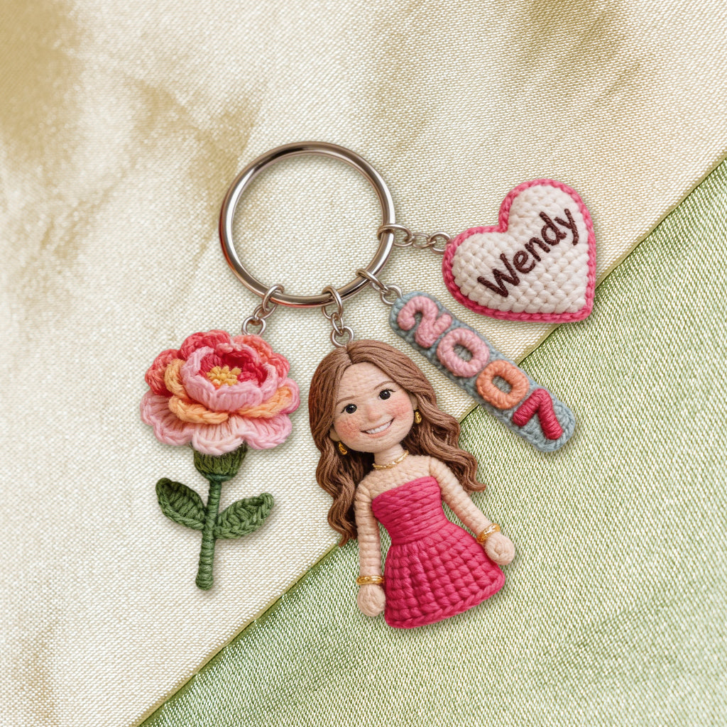 Personalized 50th Birthday Middle-Aged Latina Woman Charm Keychain Gift