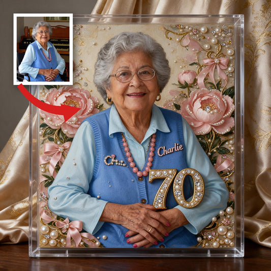 Kit d'Ornement de Peinture Diamant Personnalisé pour le 70ème Anniversaire d'une Femme Latina, Cadeau pour Grand-Mère