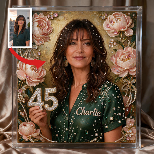 Kit de Décoration en Diamant Personnalisé pour le 45ème Anniversaire d'une Femme Latina d'Âge Moyen